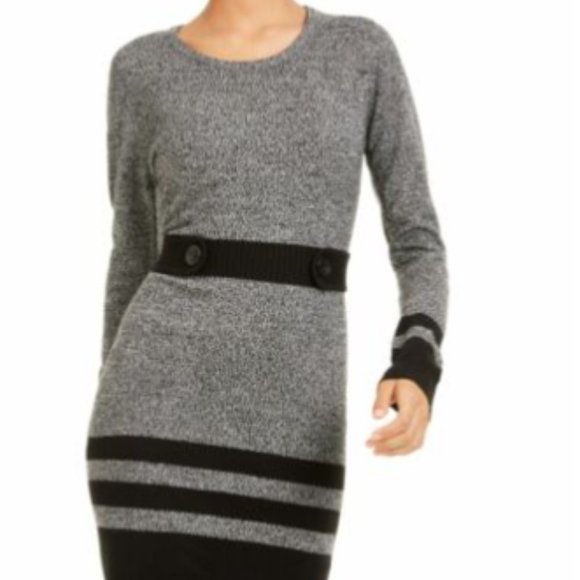 Womens Gray Color Block Long Sleeve